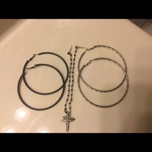 THREE PAIRS OF EARRINGS